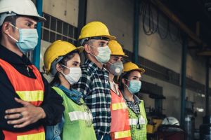 Employees with masks