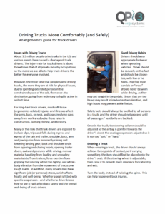 An ergonomics guide for truck drivers